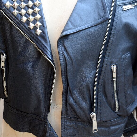 Vintage G-4000 Black Leather Studded Motorcycle Jacket Size M - Picture 12 of 16
